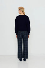 The Tiny Big Sister Buttoned Merino Wool Cardigan in Navy