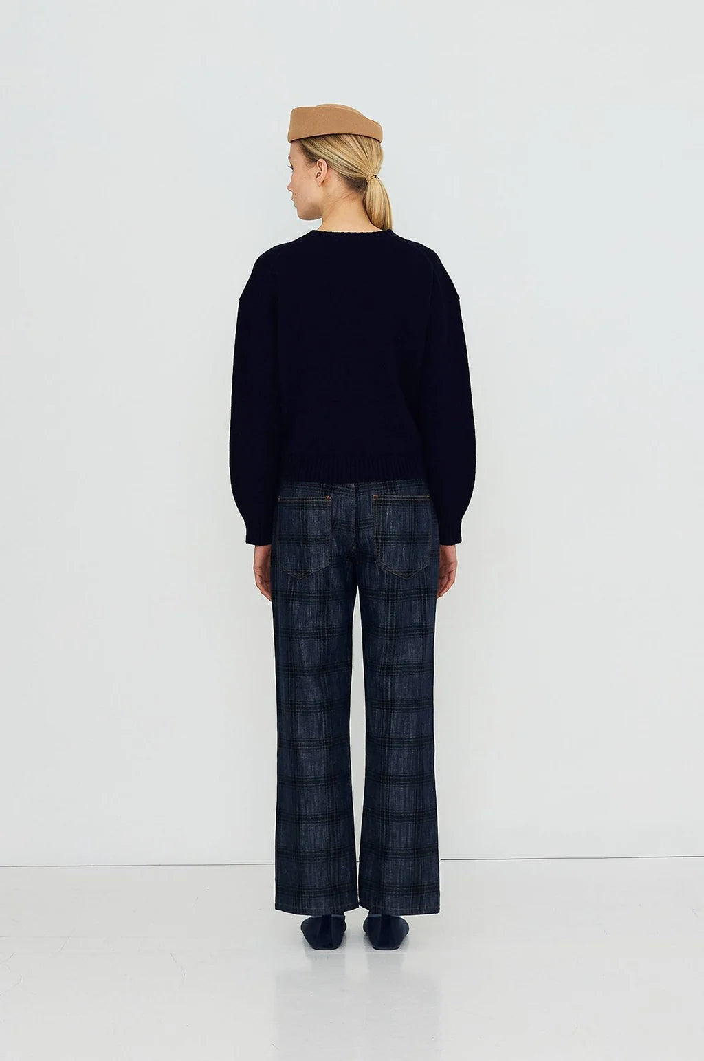 The Tiny Big Sister Buttoned Merino Wool Cardigan in Navy