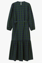 The Tiny Big Sister Green Check Frills Dress in Light Navy