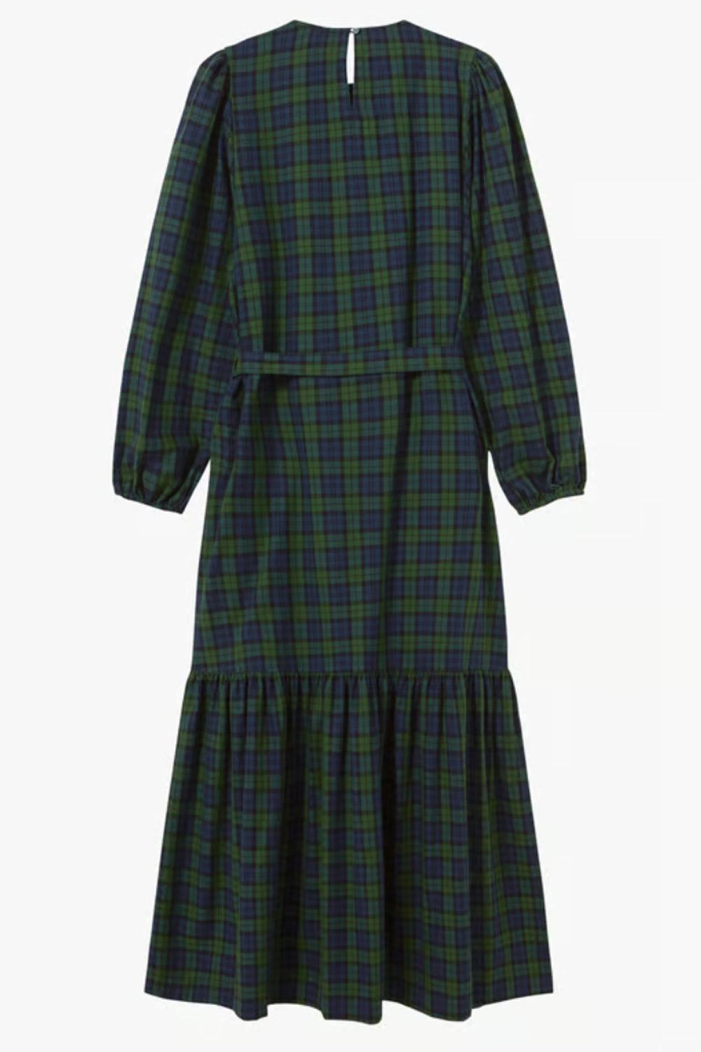 The Tiny Big Sister Green Check Frills Dress in Light Navy