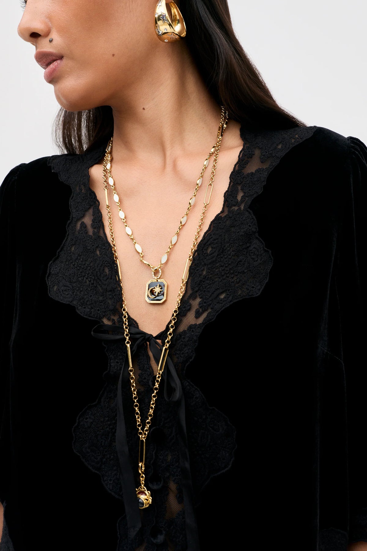 RIXO Ursula Silk-Velvet Top in Black