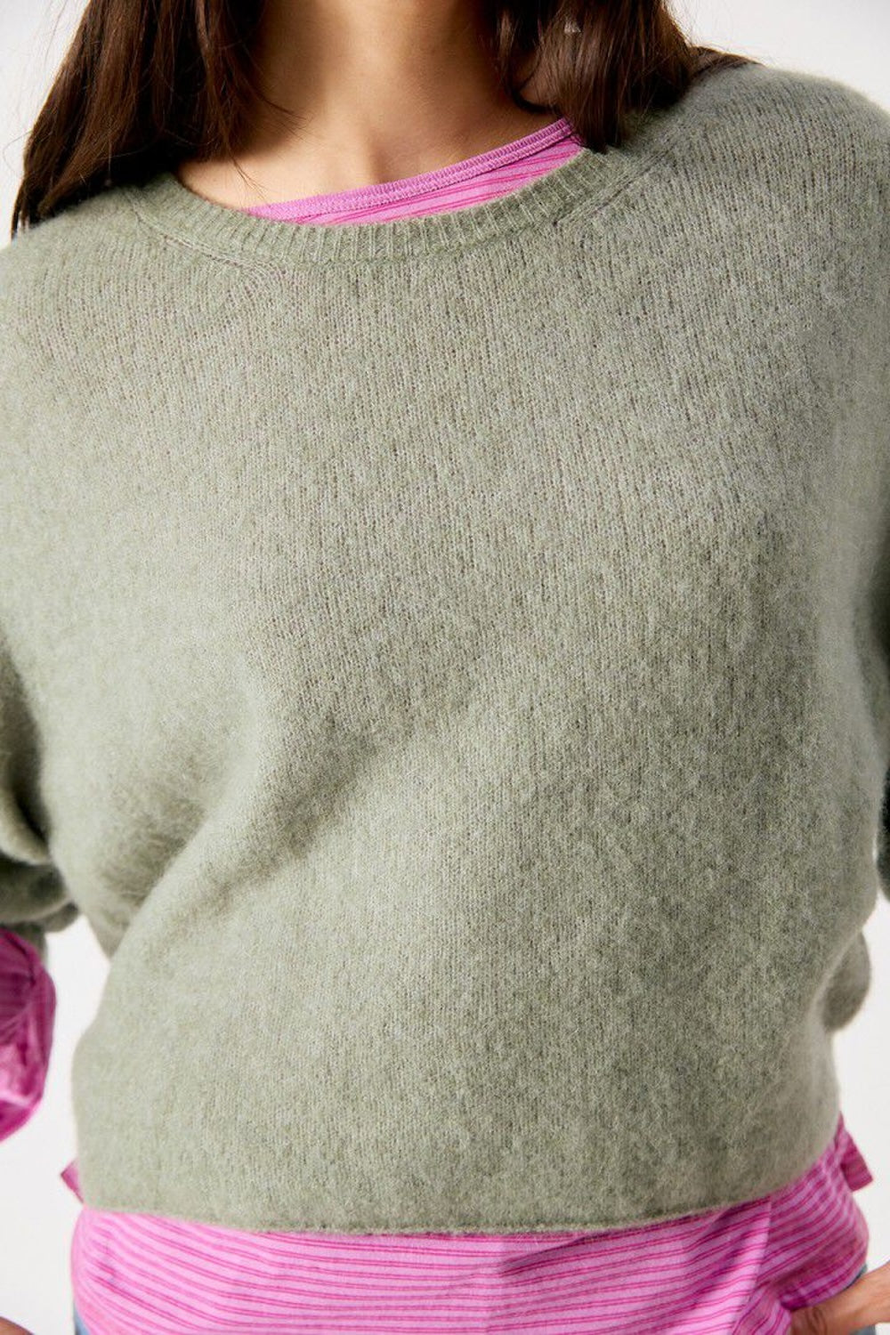 American Vintage Vitow Jumper in Kaki Multi Melange
