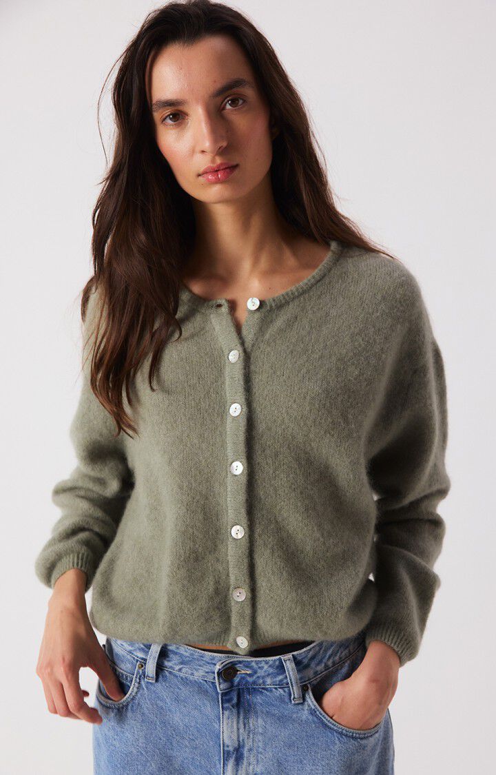 American Vintage Vitow Cardigan in Kaki Multi Melange