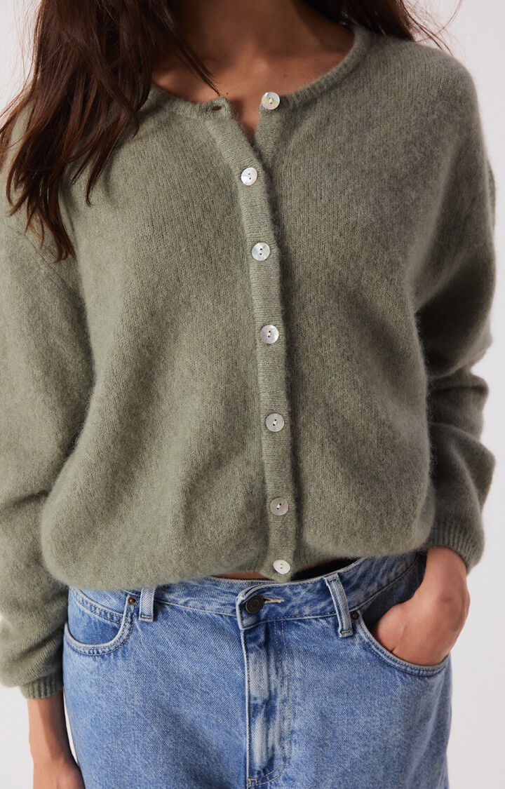 American Vintage Vitow Cardigan in Kaki Multi Melange