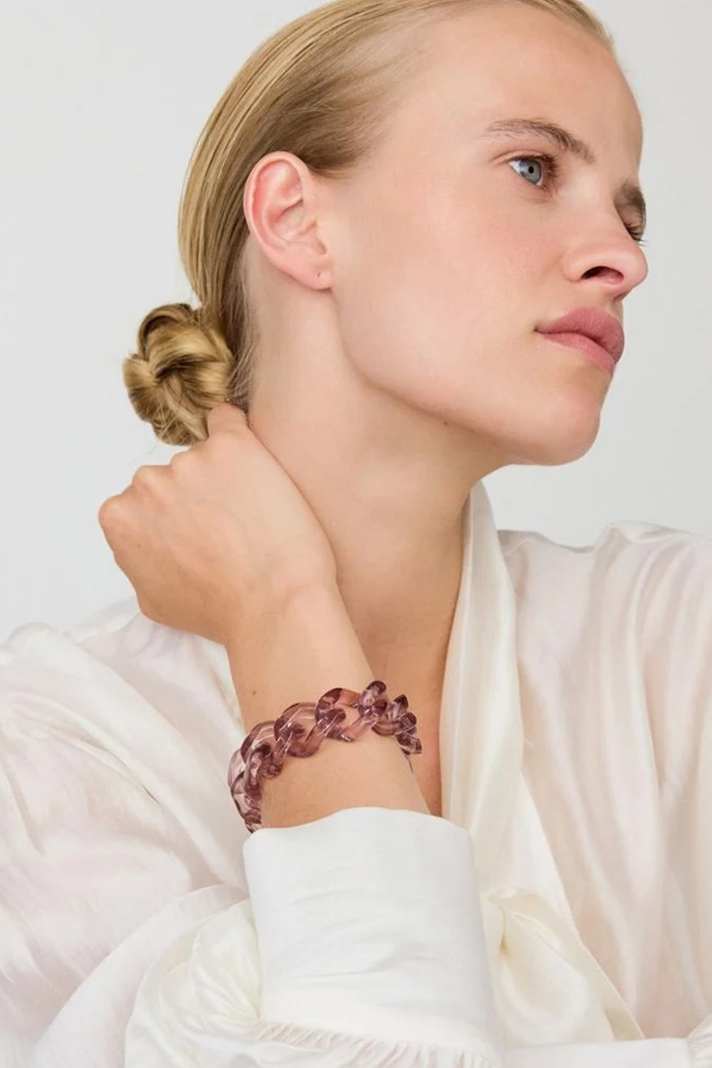 Vanessa Baroni Flat Chain Bracelet Clear Taupe