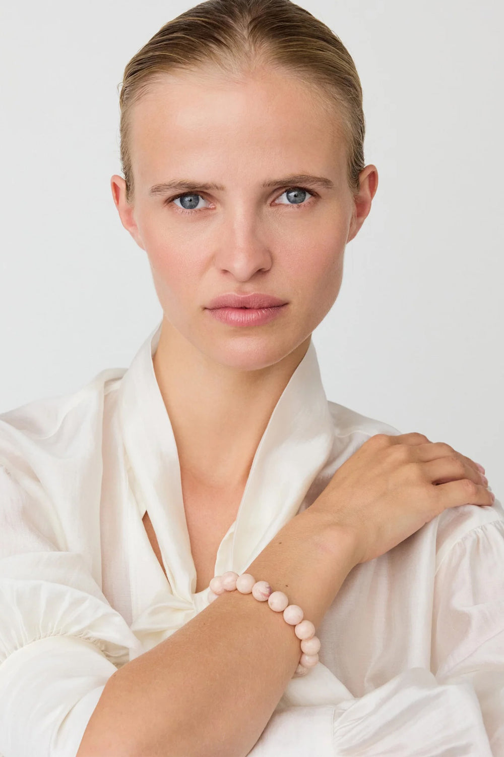 Vanessa Baroni Mini Beads Flex Bracelet Ivory Rose Marble