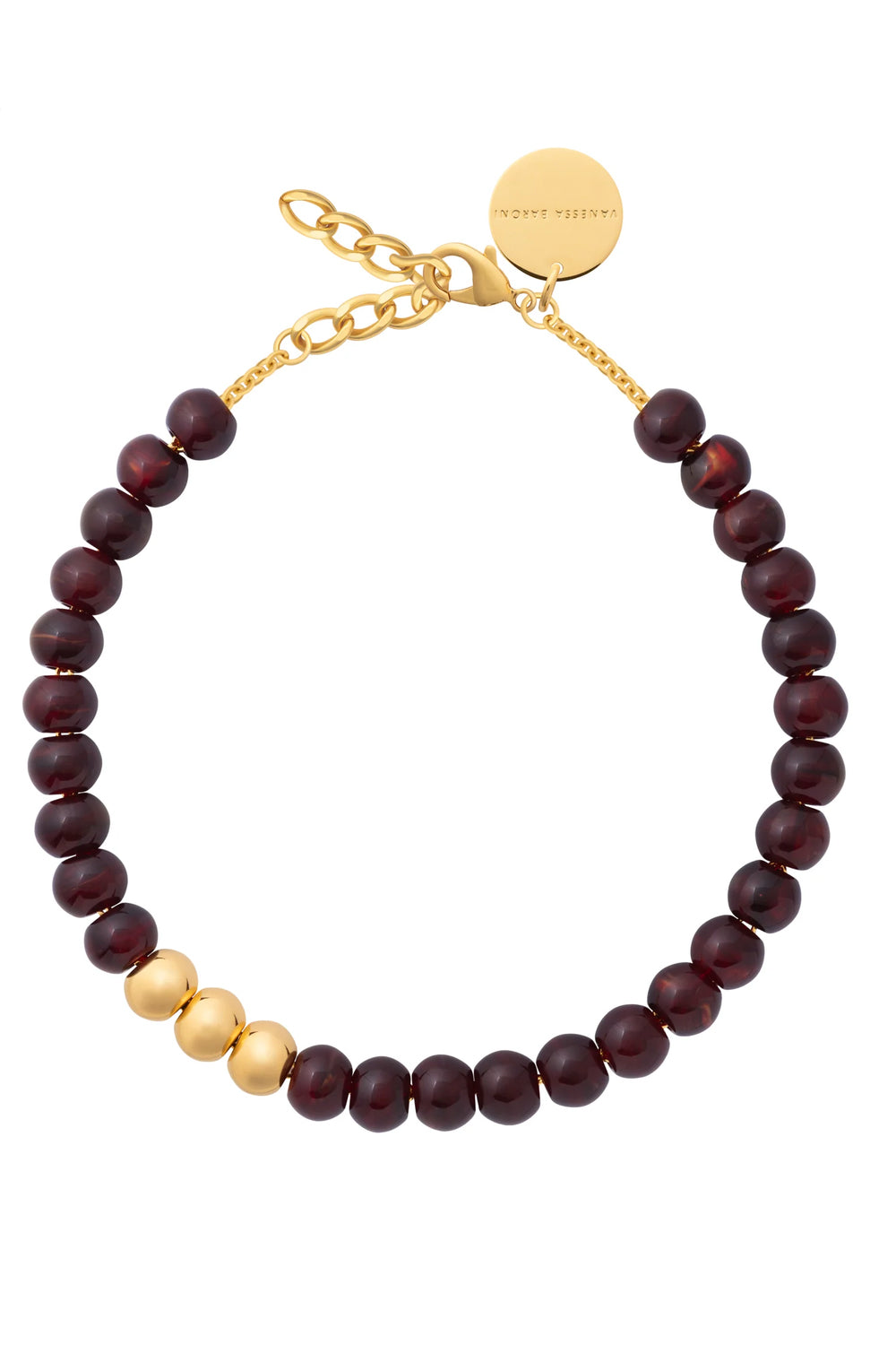 Vanessa Baroni Mini Beads Necklace With Gold Bordeaux Marble