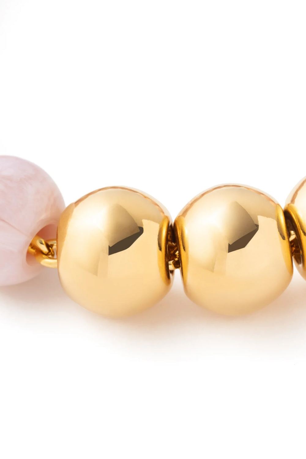 Vanessa Baroni Mini Beads Necklace With Gold Ivory Rose Marble