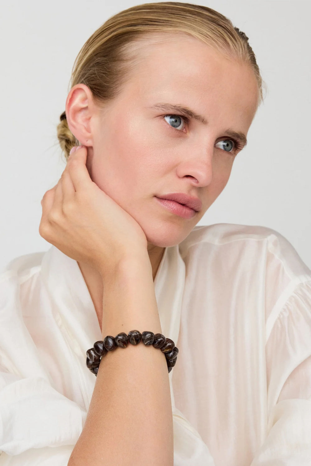 Vanessa Baroni Mini Stone Flex Bracelet Dark Brown Marble
