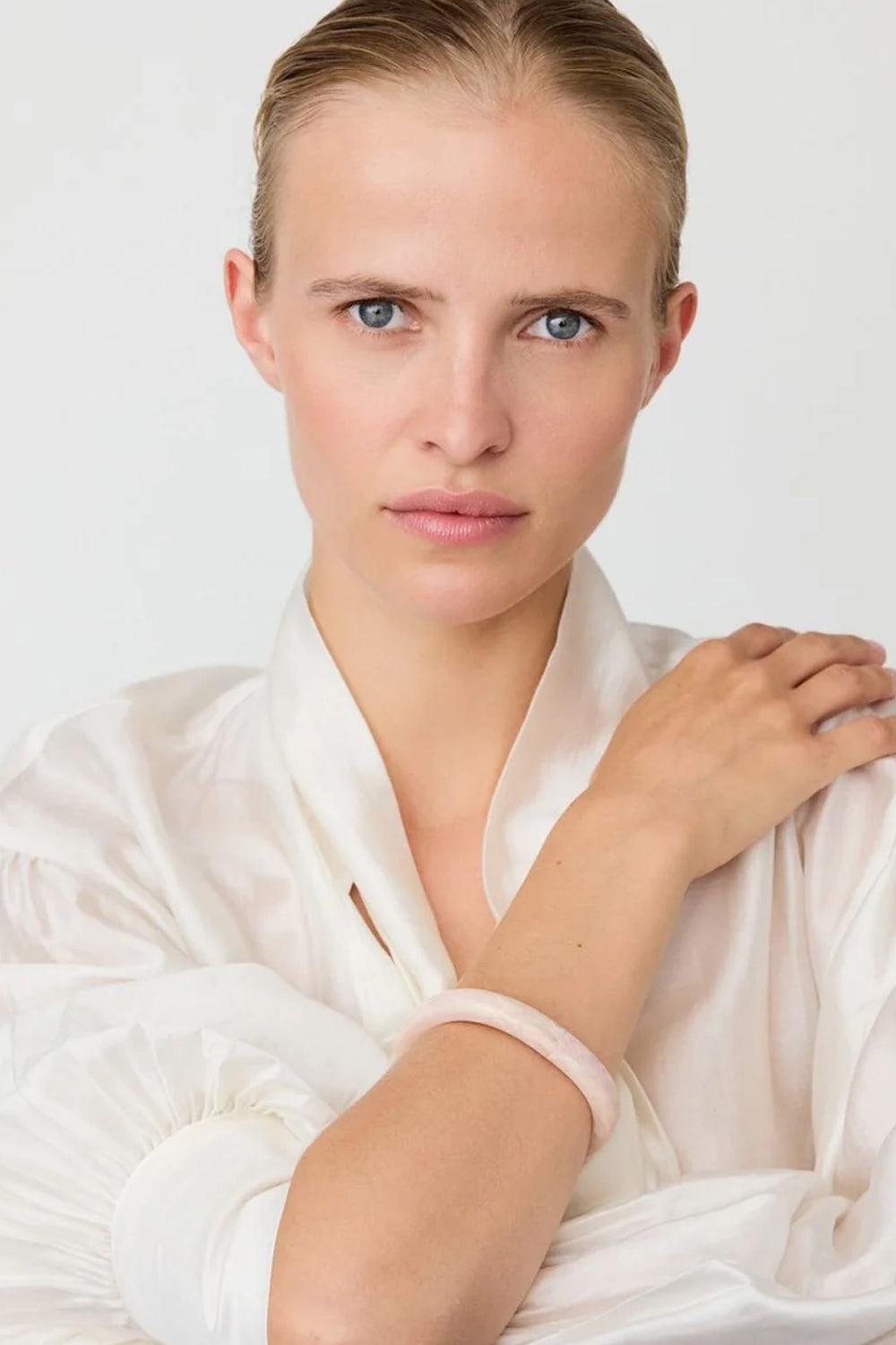 Vanessa Baroni Soft Edge Bangle Ivory Rose Marble