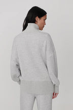 Varley Barker High Neck Sweat in Light Grey Marl