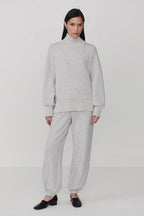 Varley Barker High Neck Sweat in Light Grey Marl