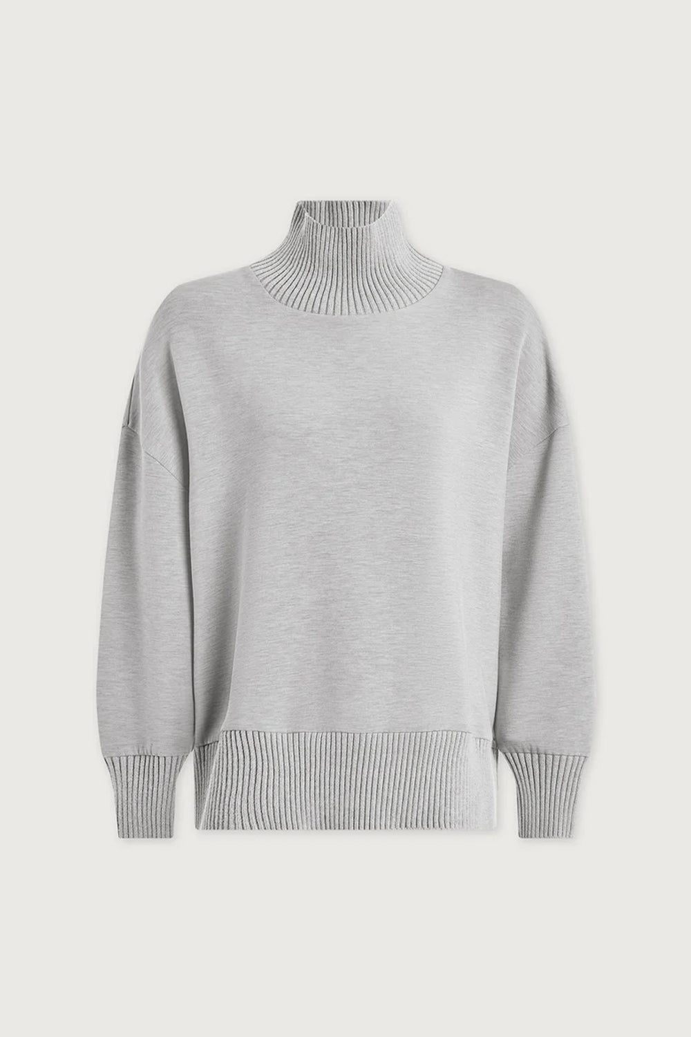 Varley Barker High Neck Sweat in Light Grey Marl
