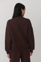 Varley Bronya Button Placket Sweat in Coffee Bean Marl