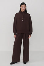 Varley Bronya Button Placket Sweat in Coffee Bean Marl