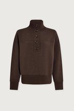Varley Bronya Button Placket Sweat in Coffee Bean Marl
