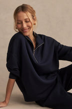 Varley Hawley Half Zip Sweat in Navy