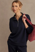 Varley Hawley Half Zip Sweat in Navy