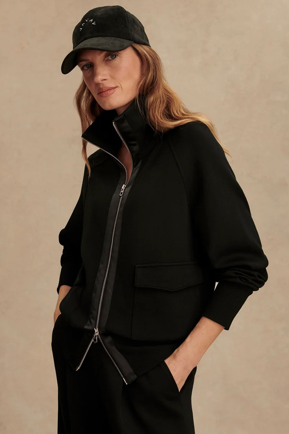 Varley Roxbury Zip Through Sweat in Black