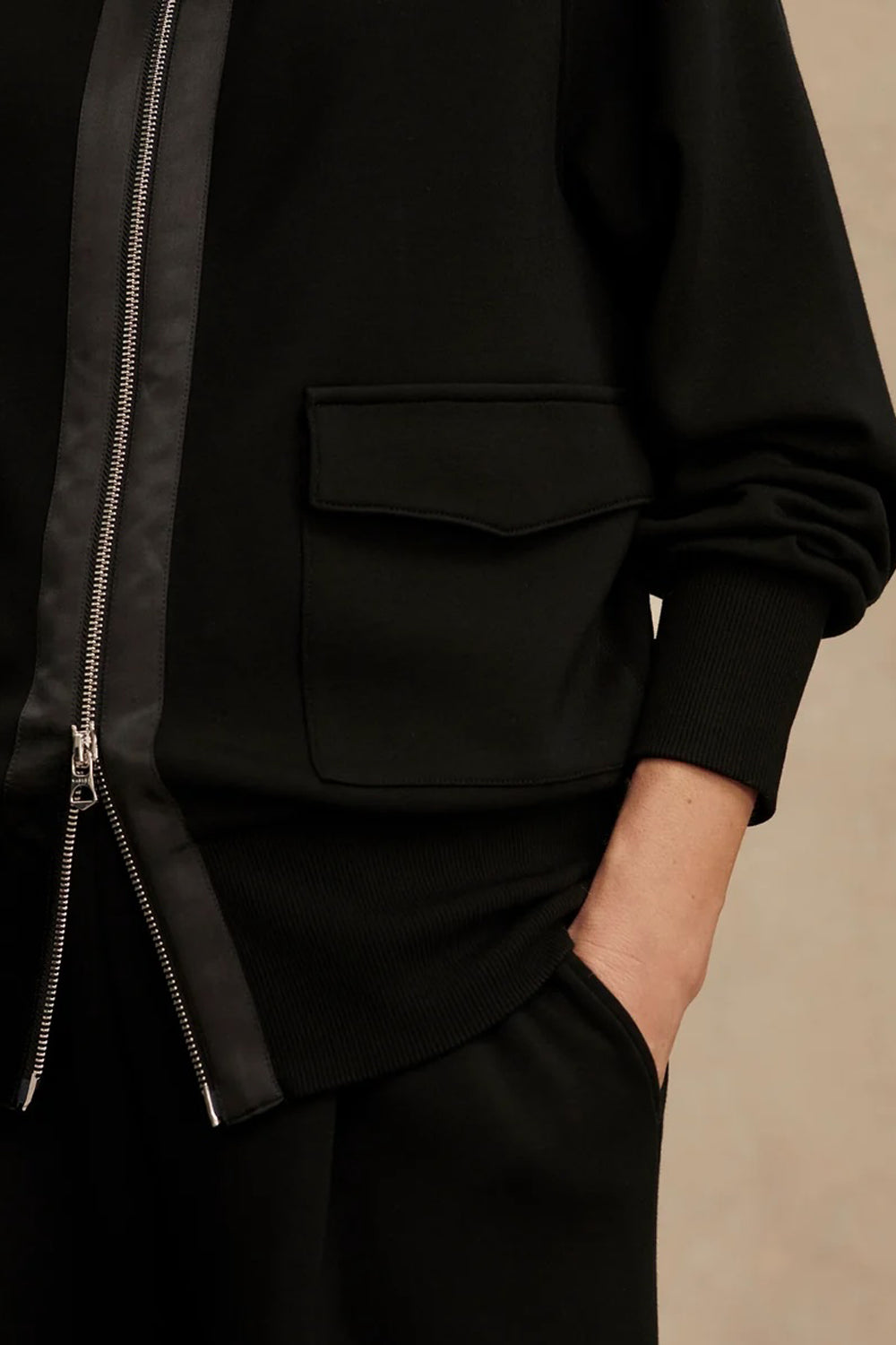 Varley Roxbury Zip Through Sweat in Black