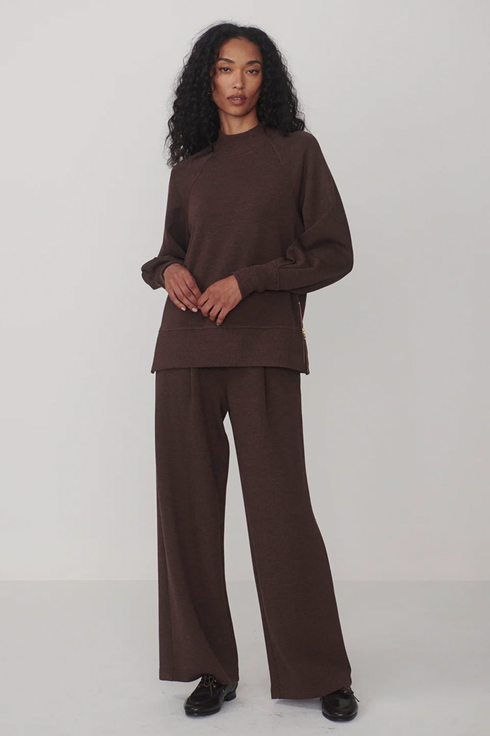 Varley The Extra Wide Leg Pant 29.5 in Coffee Bean Marl
