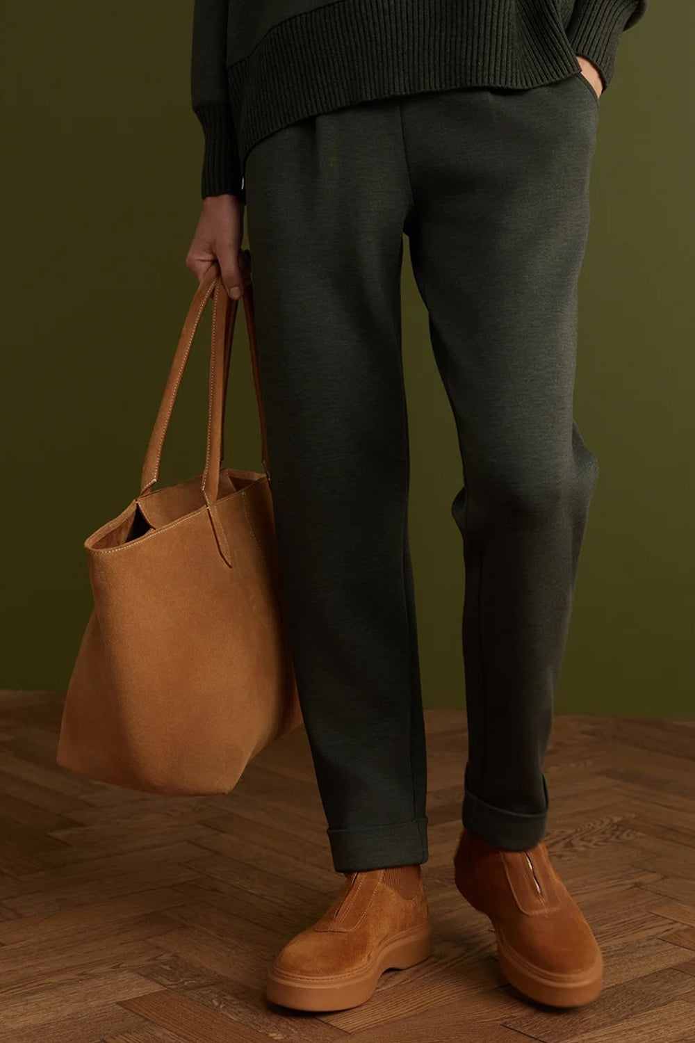Varley The Rolled Cuff Pant 28.5 in Olive Marl