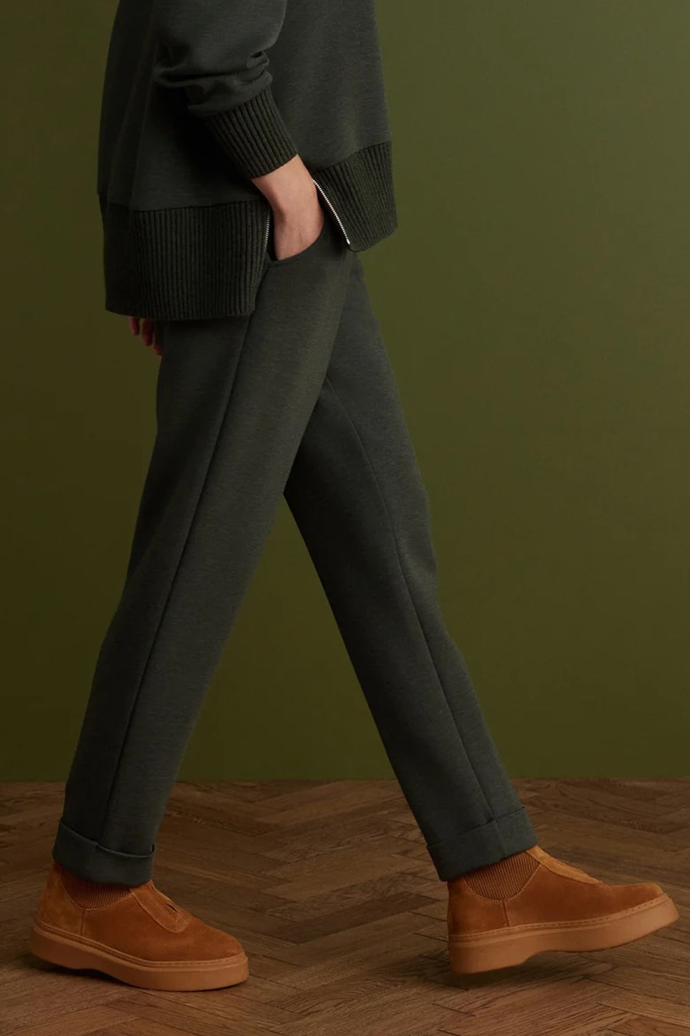 Varley The Rolled Cuff Pant 28.5 in Olive Marl