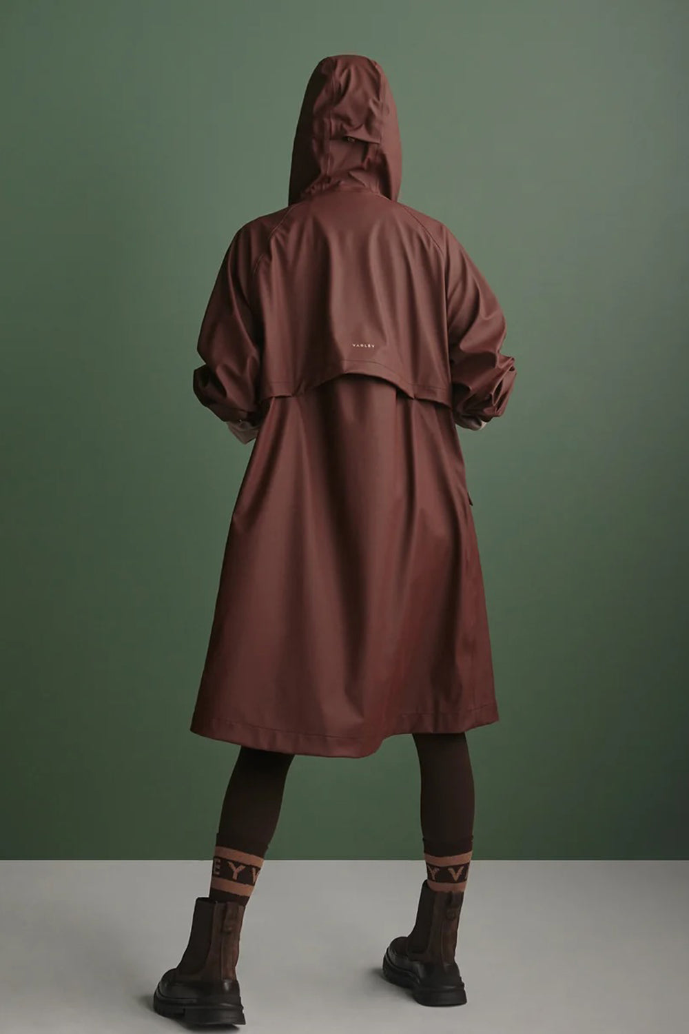 Varley Tovera Long Rain Jacket in Deep Mahogany