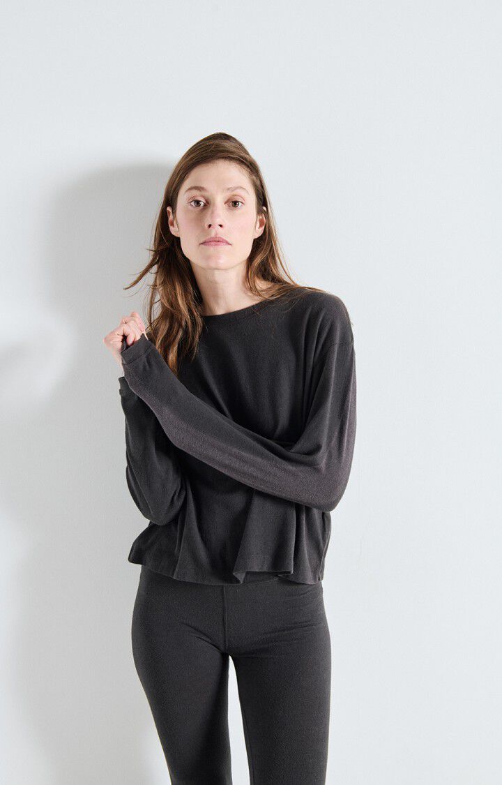 American Vintage Ypawood Long Sleeve T-Shirt in Charcoal Melange