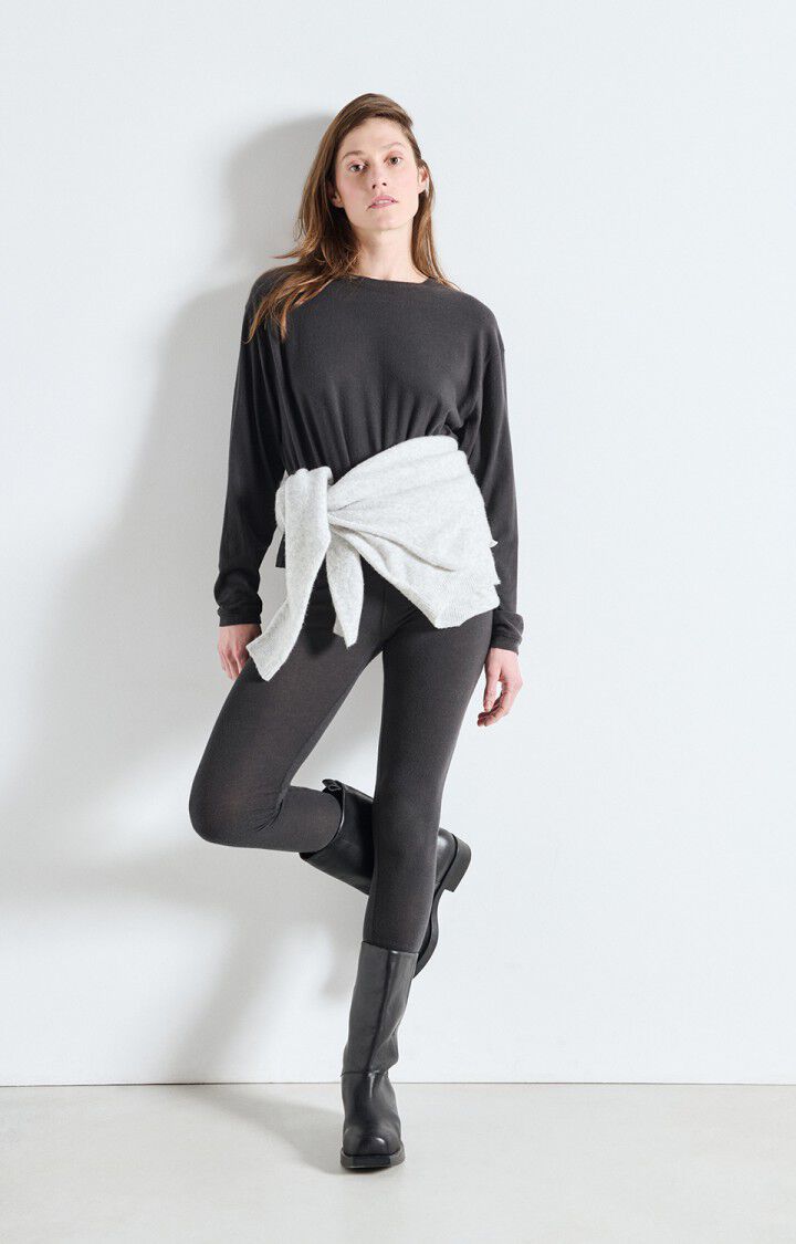 American Vintage Ypawood Long Sleeve T-Shirt in Charcoal Melange