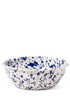 Yod & Co Splatter Enamel Salad Bowl in Cream / Blue