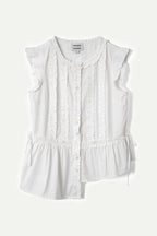 Damson Madder Leighton Ruffle Blouse in White