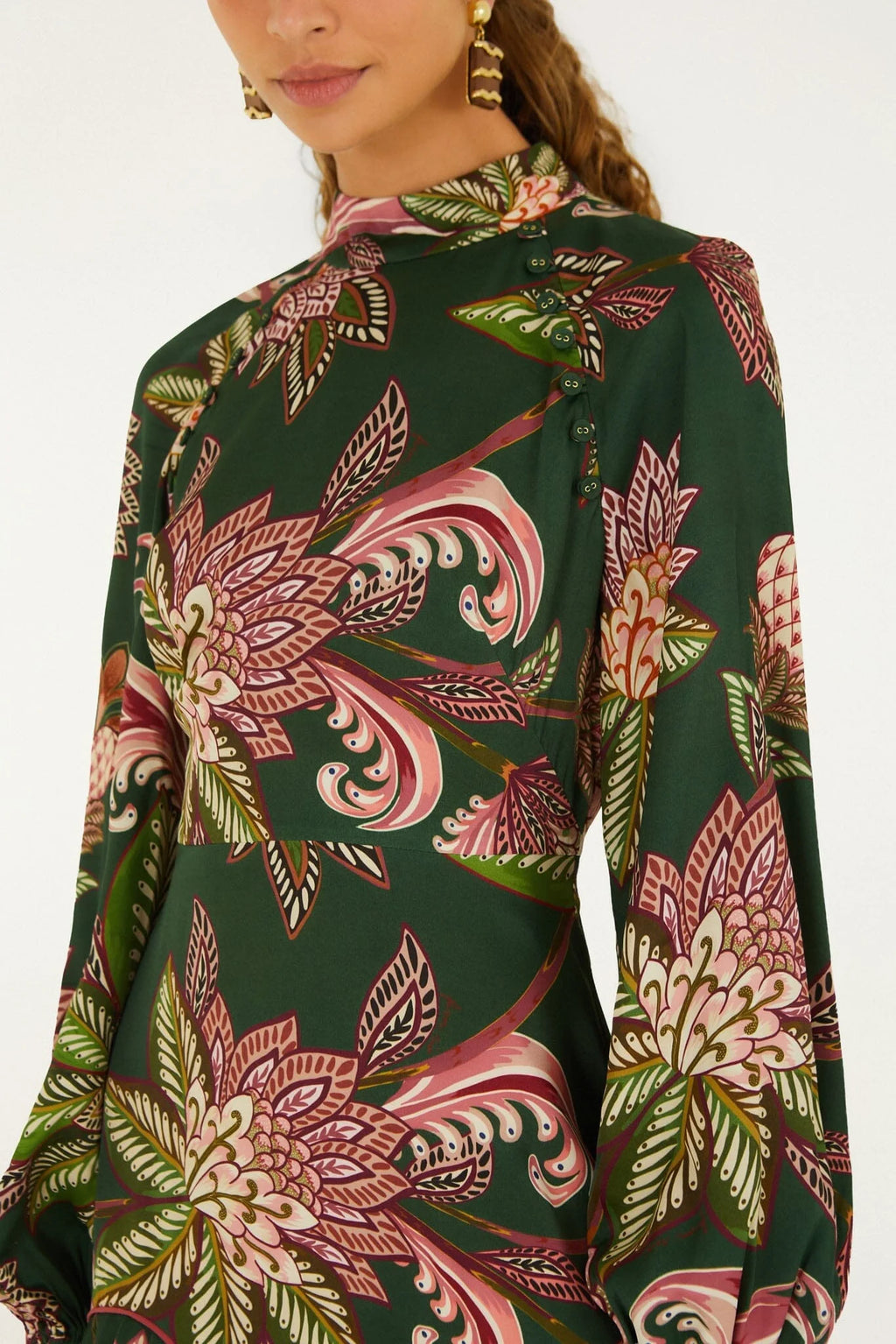Farm Rio Arabesque Paradise Floral Green Minidress
