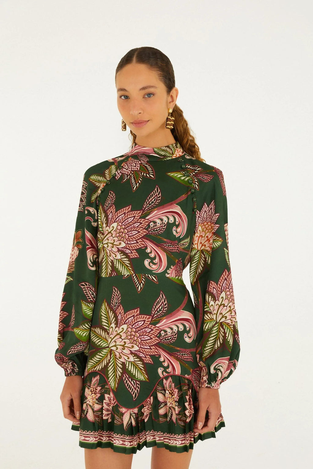 Farm Rio Arabesque Paradise Floral Green Minidress