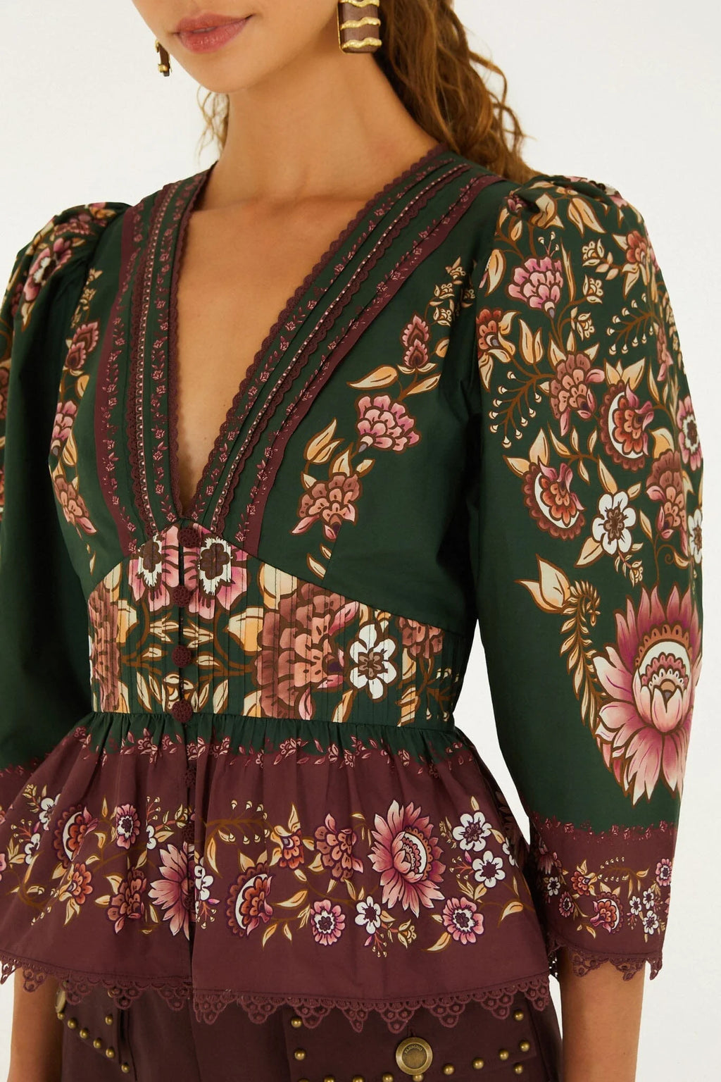 Farm Rio Daniela Green Blouse