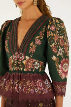 Farm Rio Daniela Green Blouse