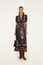 Farm Rio Lara Navy Blue Maxidress