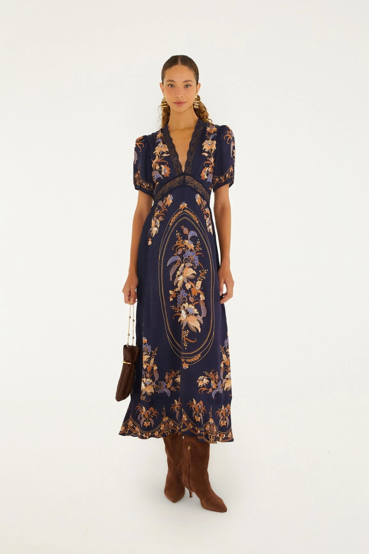 Farm Rio Lara Navy Blue Maxidress