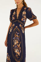 Farm Rio Lara Navy Blue Maxidress