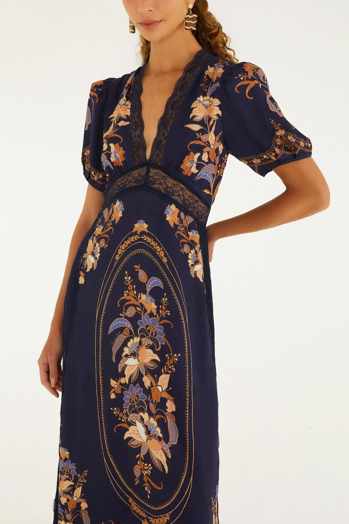 Farm Rio Lara Navy Blue Maxidress