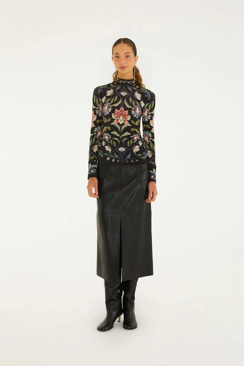 Farm Rio Natalia Black Jersey Blouse