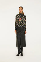 Farm Rio Natalia Black Jersey Blouse