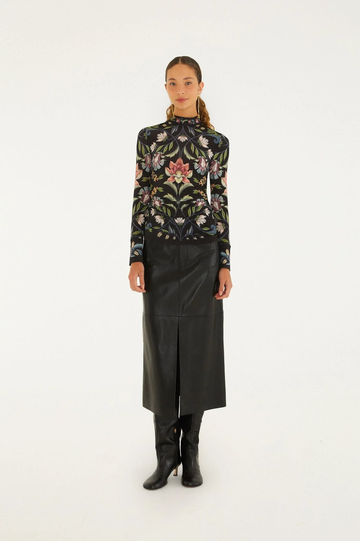 Farm Rio Natalia Black Jersey Blouse