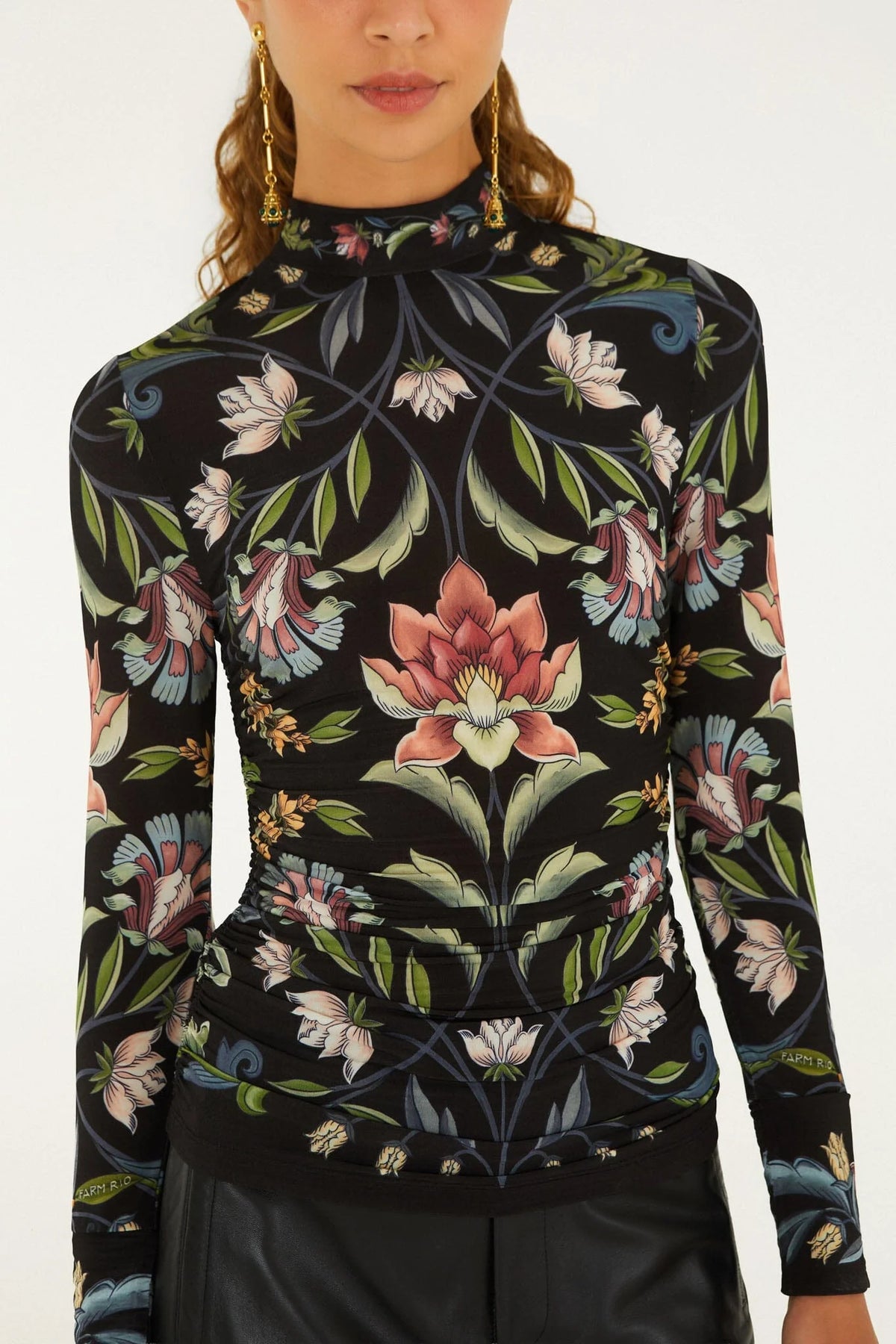 Farm Rio Natalia Black Jersey Blouse