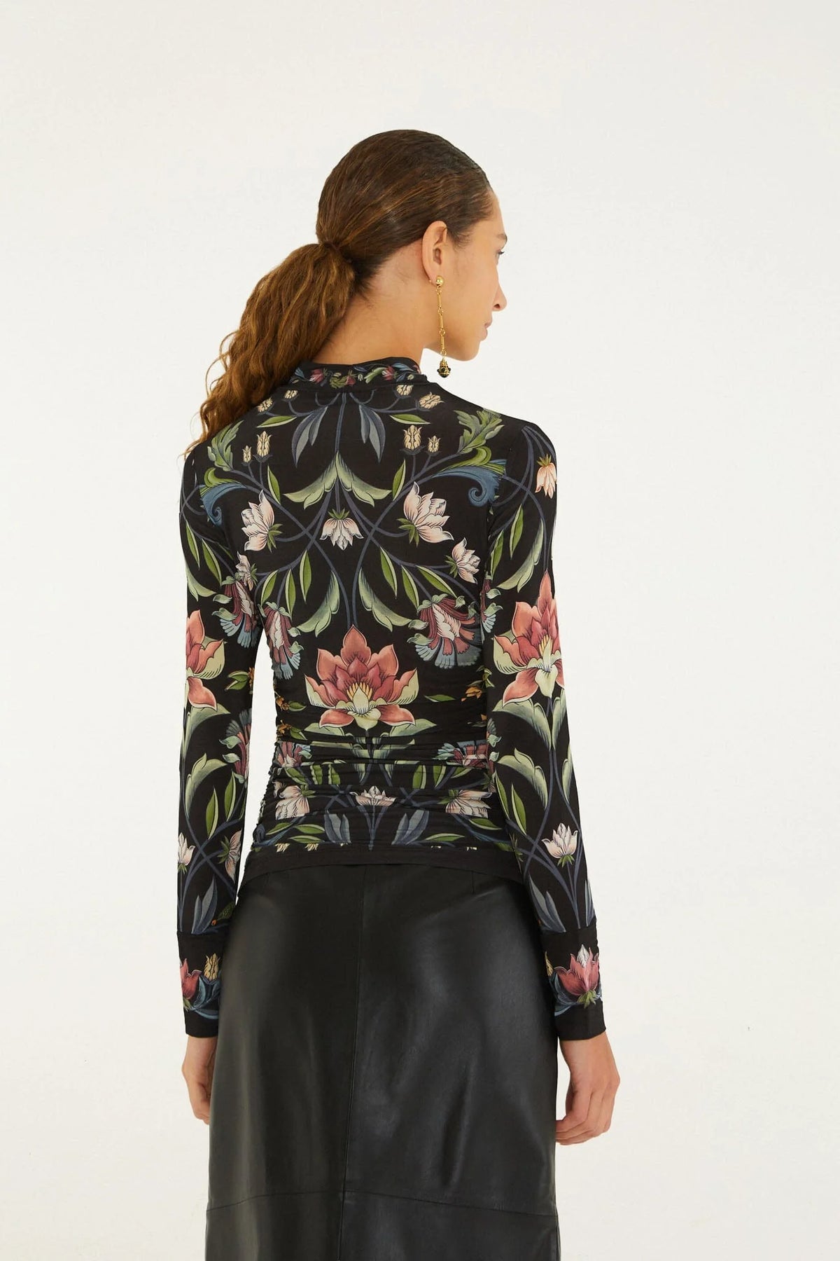 Farm Rio Natalia Black Jersey Blouse