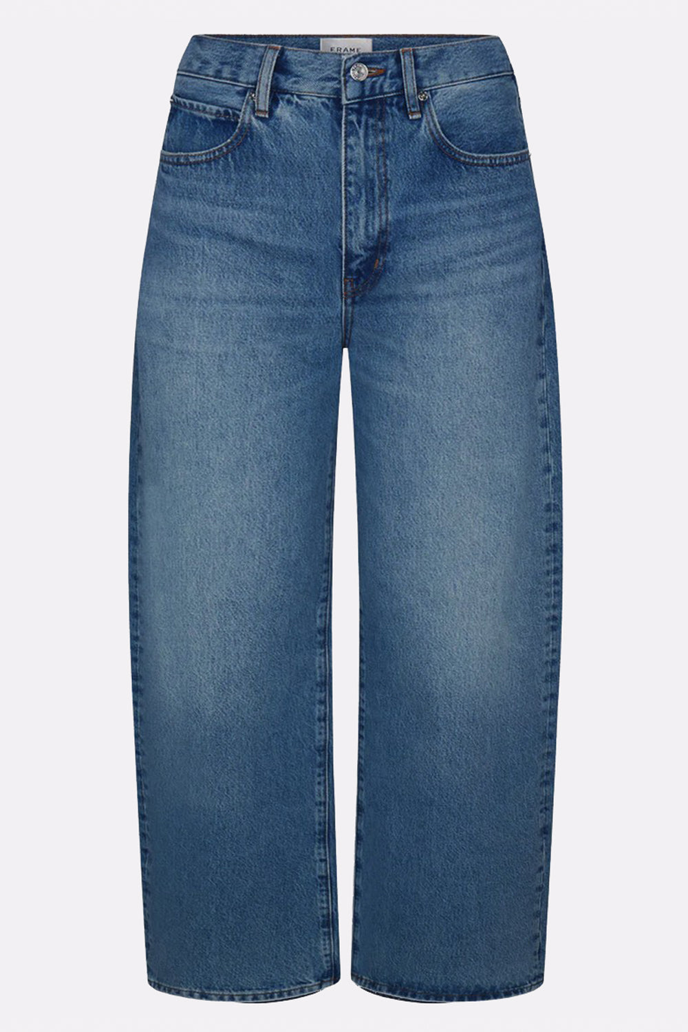 FRAME The Bow Crop High Rise Curved Leg Jean In Soundwave