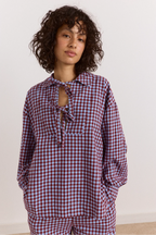 Damson Madder Floki PJ Set in Flannel Red and Blue Gingham