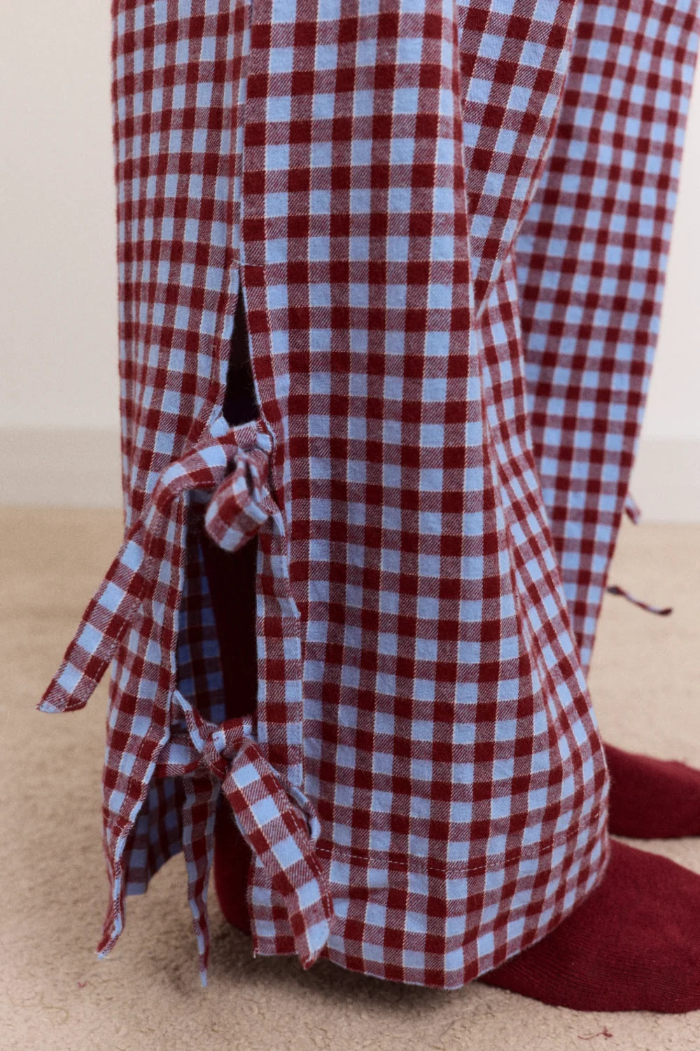 Damson Madder Floki PJ Set in Flannel Red and Blue Gingham