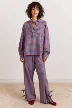 Damson Madder Floki PJ Set in Flannel Red and Blue Gingham