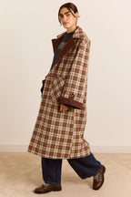 Damson Madder Reversible Longline Jerry Trench in Chocolate